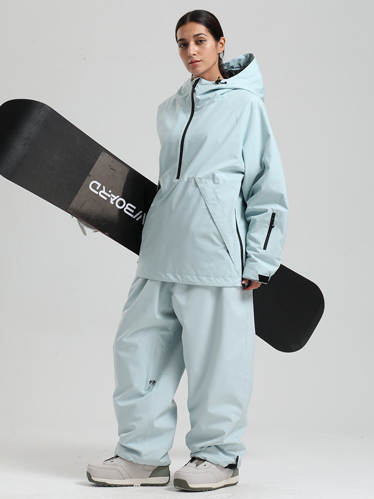 Gsou Snow Damen-Snowboardanzug, strapazierfähig, urbaner Look, Pullover-Anorak