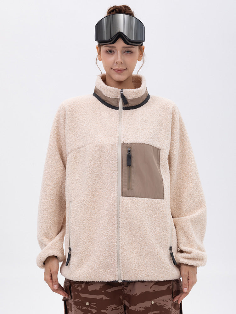Damen-Fleecejacke aus Kunst-Sherpa-Fleece mit durchgehendem Reißverschluss für abenteuerliche Bergtouren