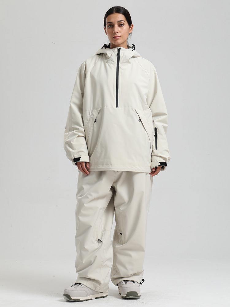 Gsou Snow Damen-Snowboardanzug, strapazierfähig, urbaner Look, Pullover-Anorak