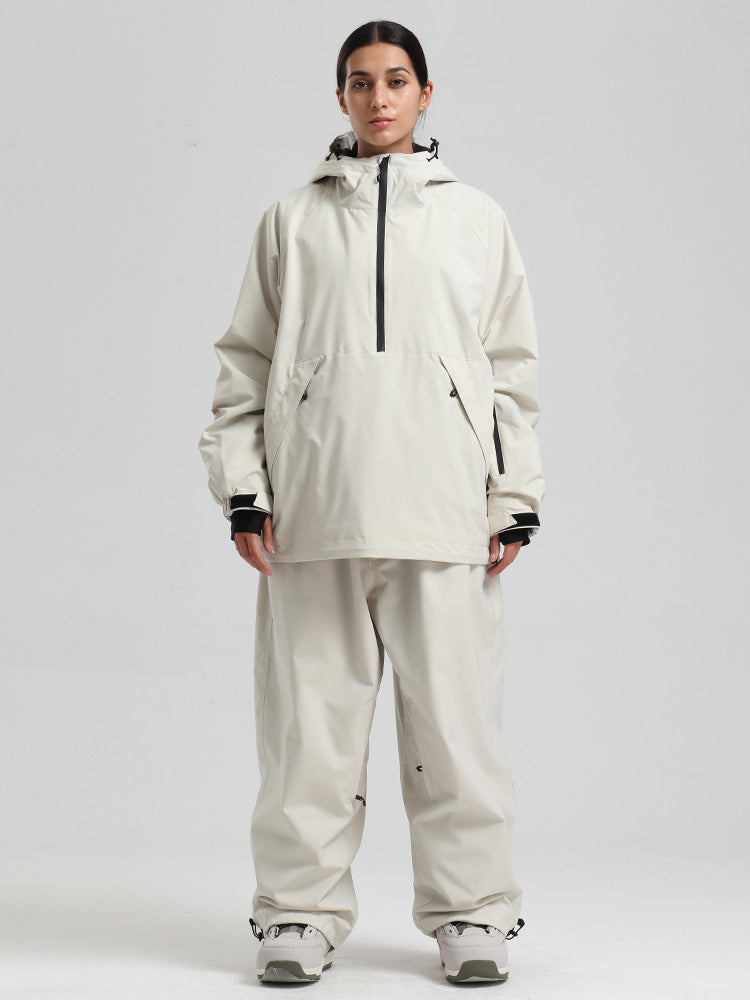 Gsou Snow Damen-Snowboardanzug, strapazierfähig, urbaner Look, Pullover-Anorak