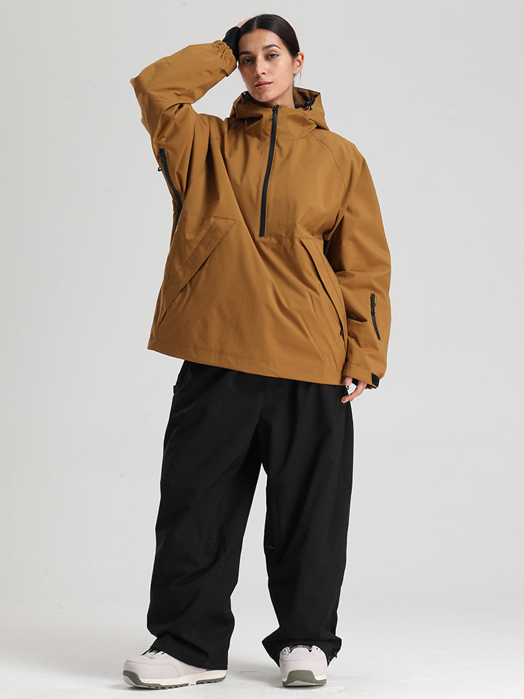 Gsou Snow Damen-Snowboardanzug, strapazierfähig, urbaner Look, Pullover-Anorak