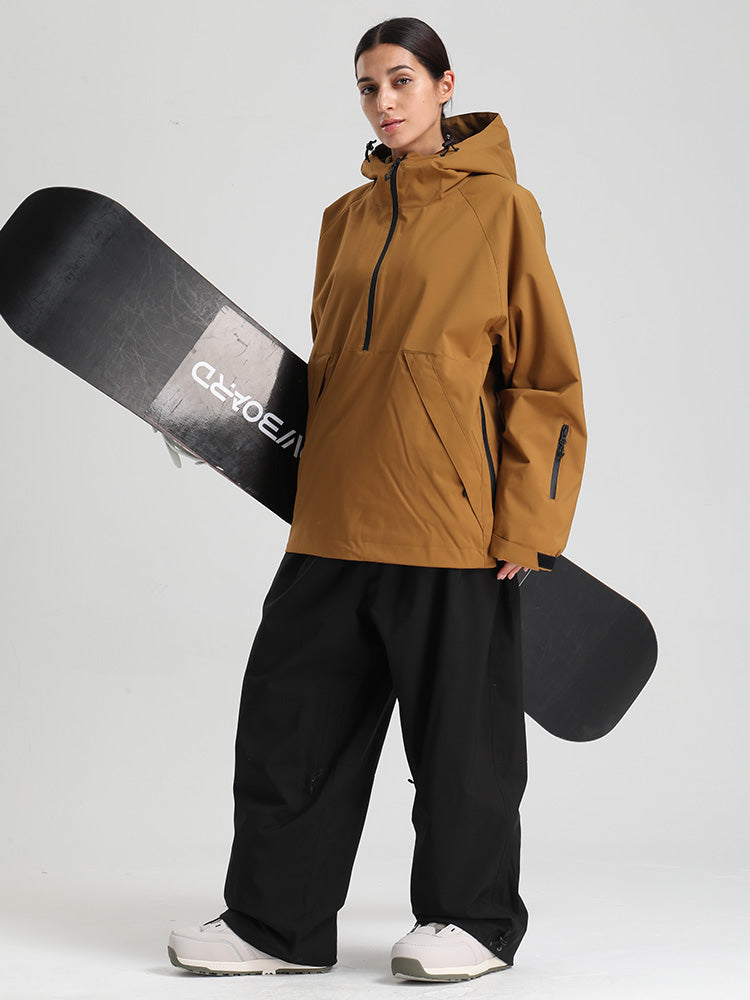 Gsou Snow Damen-Snowboardanzug, strapazierfähig, urbaner Look, Pullover-Anorak