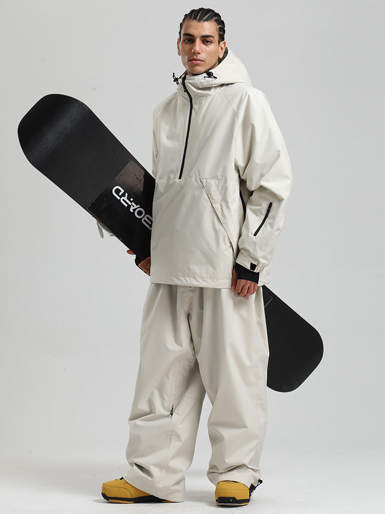 Gsou Snow Herren-Snowboardanzug, strapazierfähig, urbaner Look, Pullover-Anorak