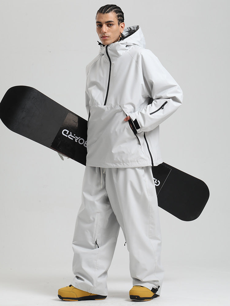 Gsou Snow Herren-Snowboardanzug, strapazierfähig, urbaner Look, Pullover-Anorak
