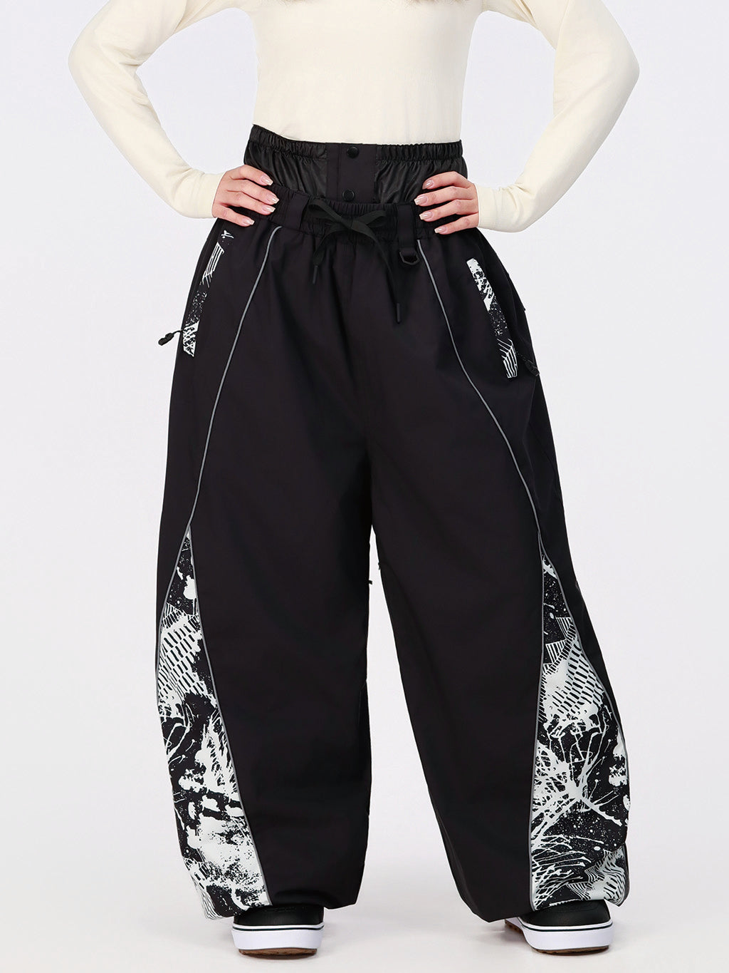 Damen Hyper Flux Color Graffiti Panel Reflective Line Jogger Baggy Snow Pants