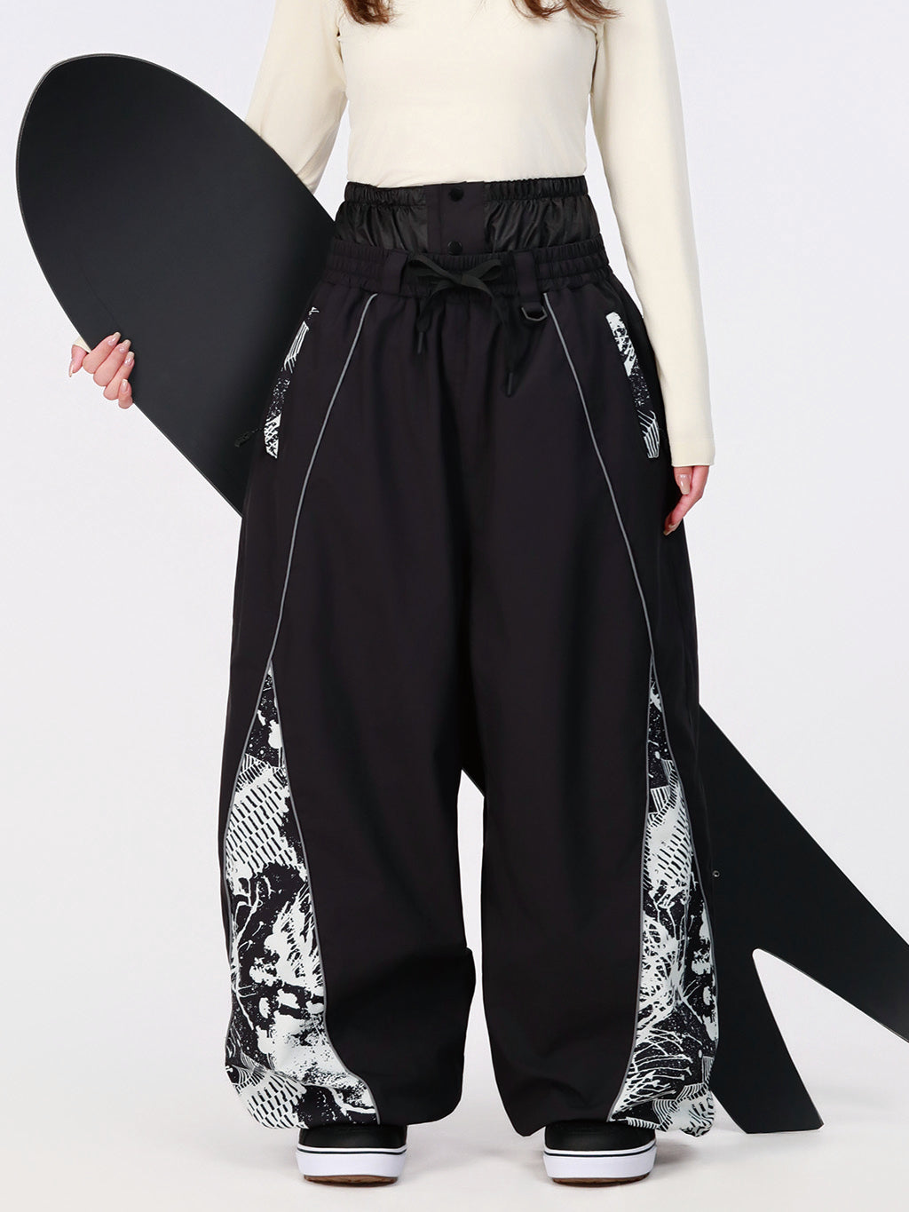 Damen Hyper Flux Color Graffiti Panel Reflective Line Jogger Baggy Snow Pants