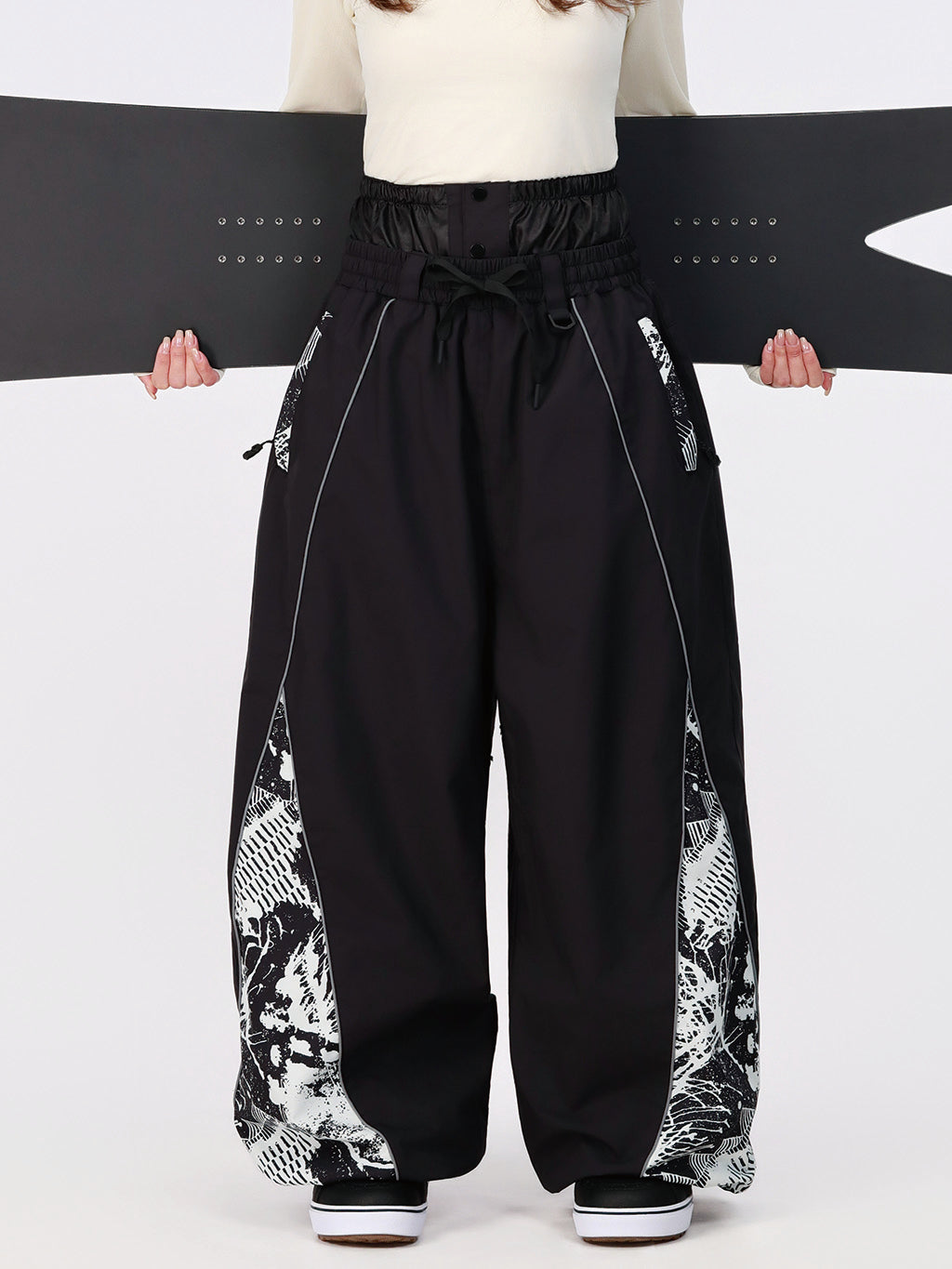 Damen Hyper Flux Color Graffiti Panel Reflective Line Jogger Baggy Snow Pants