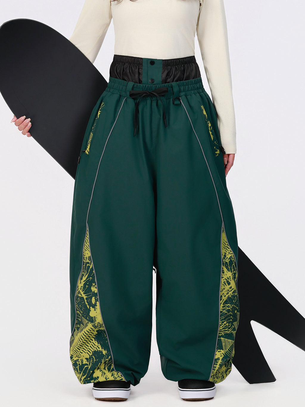 Damen Hyper Flux Color Graffiti Panel Reflective Line Jogger Baggy Snow Pants