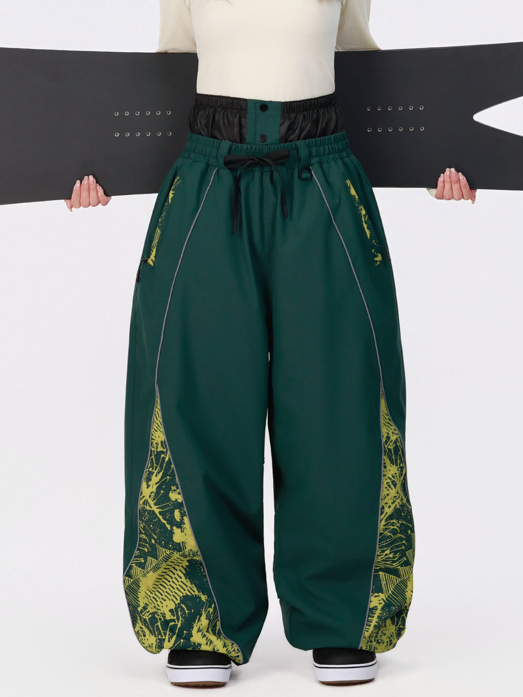 Damen Hyper Flux Color Graffiti Panel Reflective Line Jogger Baggy Snow Pants