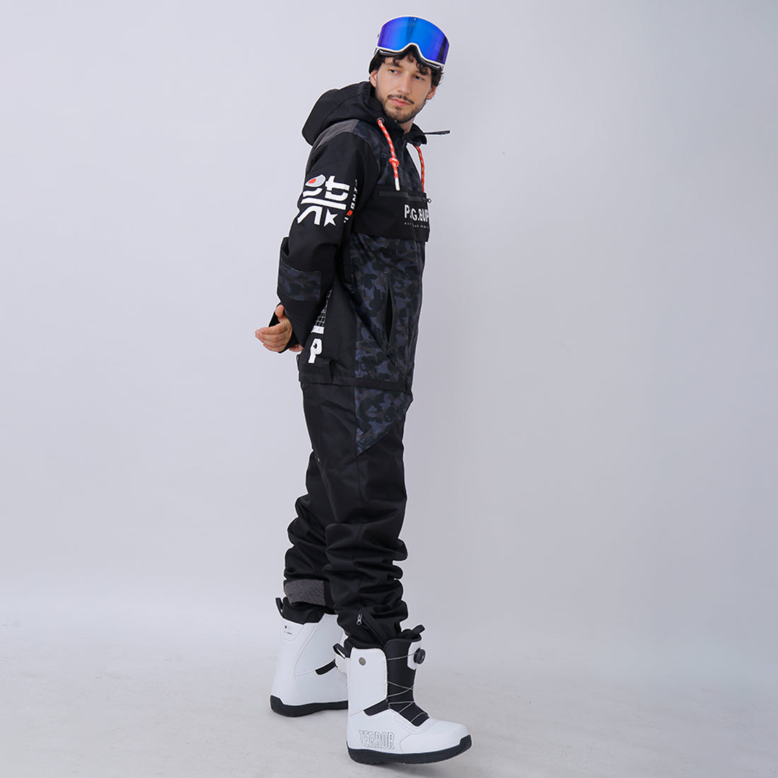 Snowverb Herren P-40 Fighter & Shark Kombi-Einteiler-Snowboardanzüge