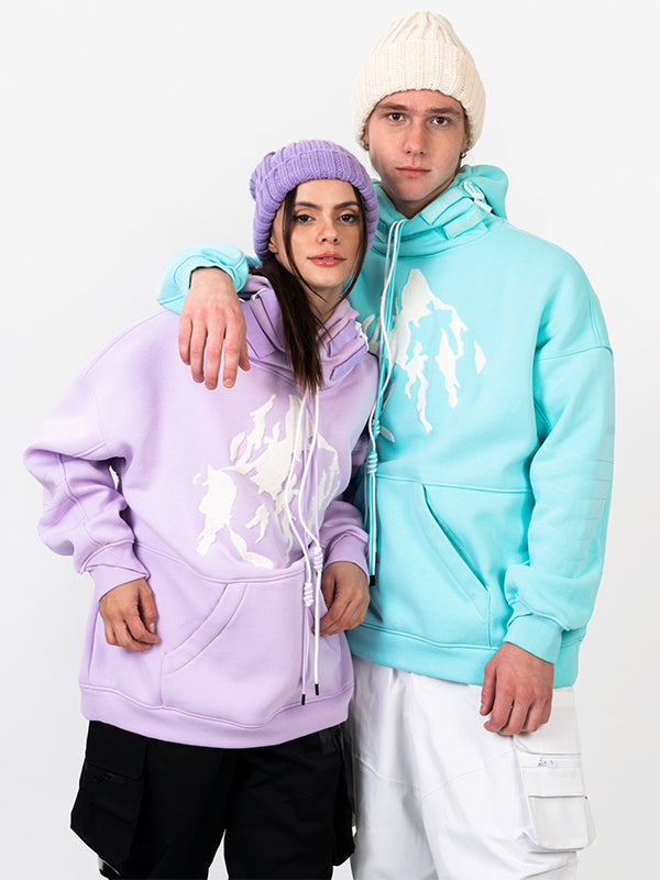 Snowall Unisex Herren-Hoodie mit Berg- und Schneelandschaftsmotiv, wasserabweisend