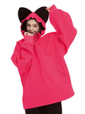 Doorek Damen-Fleece-Kapuzenpullover, flauschig, niedlich, wasserdicht, mit Katzenohren-Verzierung
