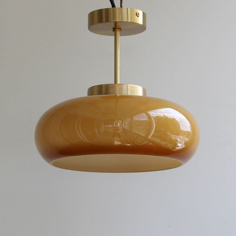 Luvano Deckenleuchte Messing Gelbglas Vintage