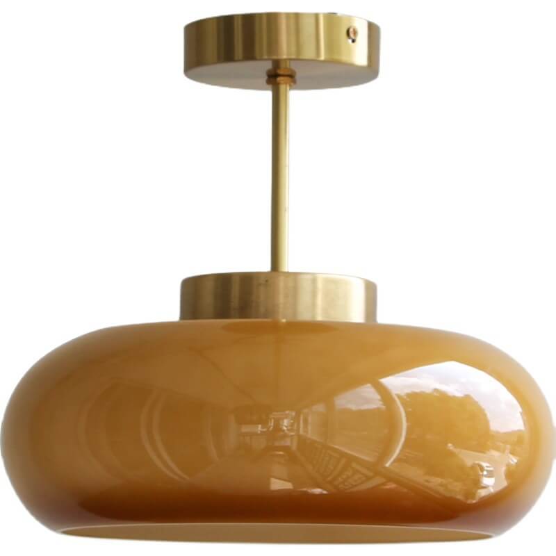 Luvano Deckenleuchte Messing Gelbglas Vintage