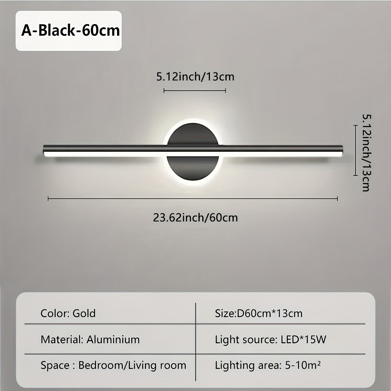 Luvano Wandleuchte Spiegel LED schwarz gold