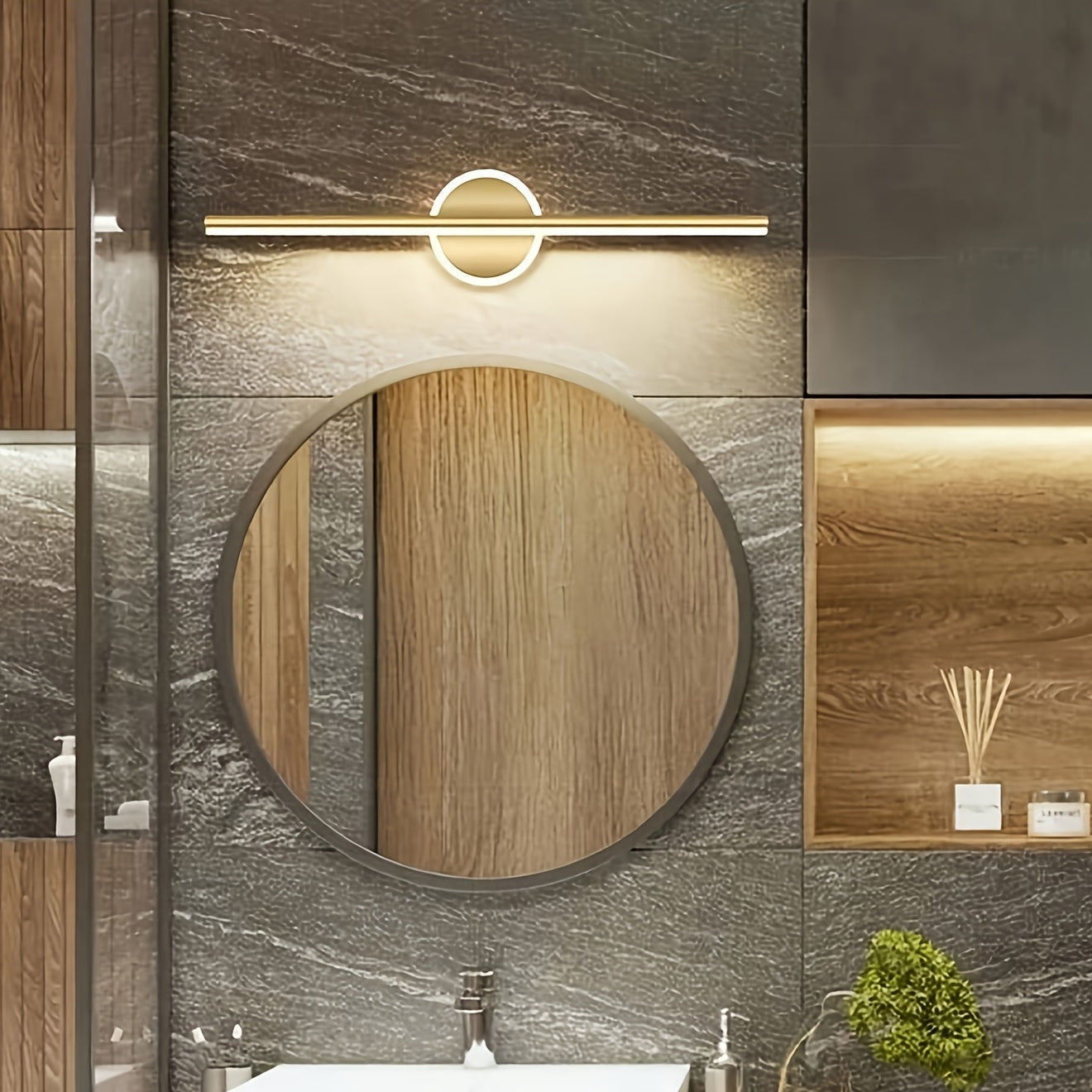 Luvano Wandleuchte Spiegel LED schwarz gold