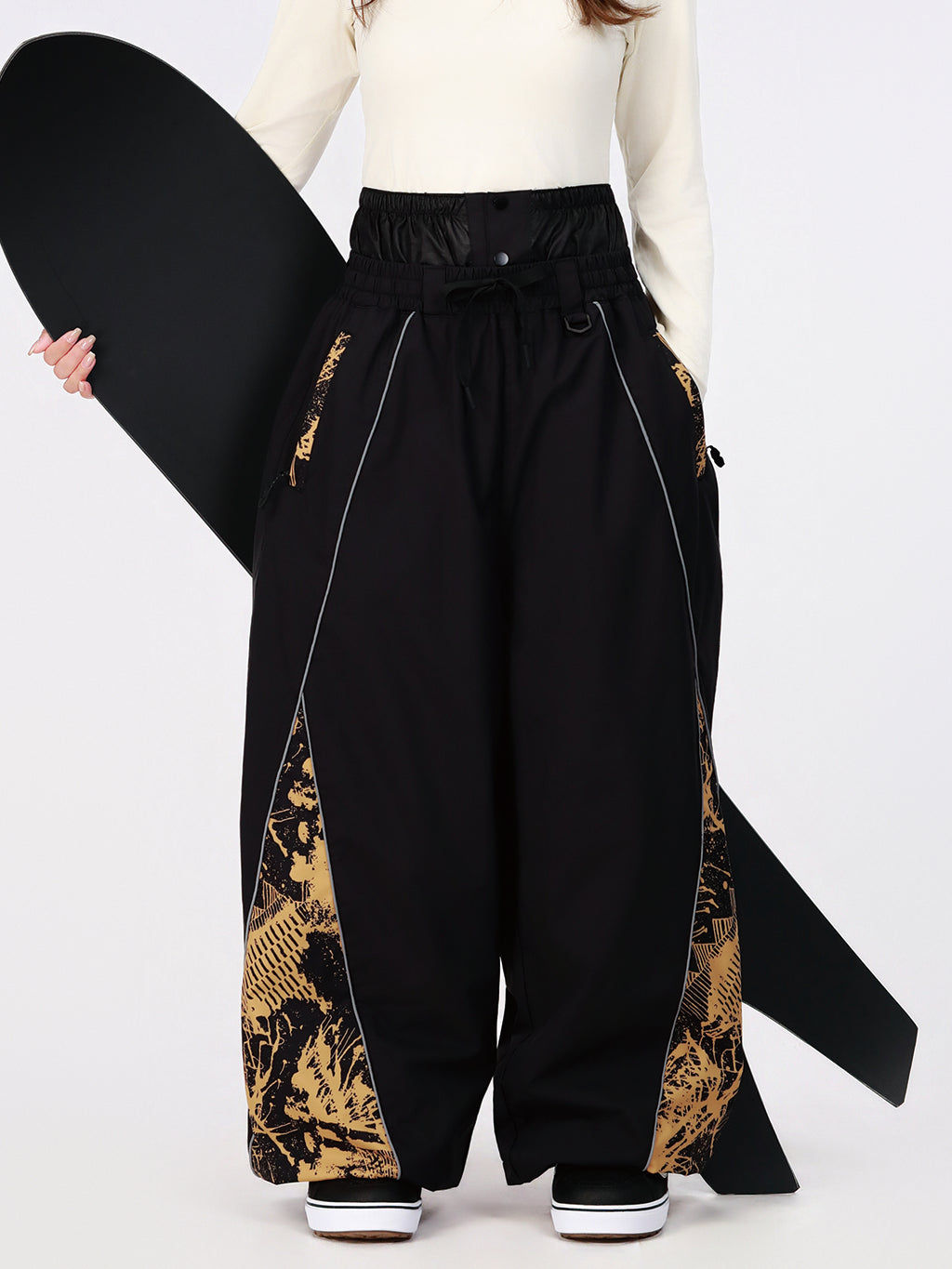 Damen Hyper Flux Color Graffiti Panel Reflective Line Jogger Baggy Snow Pants