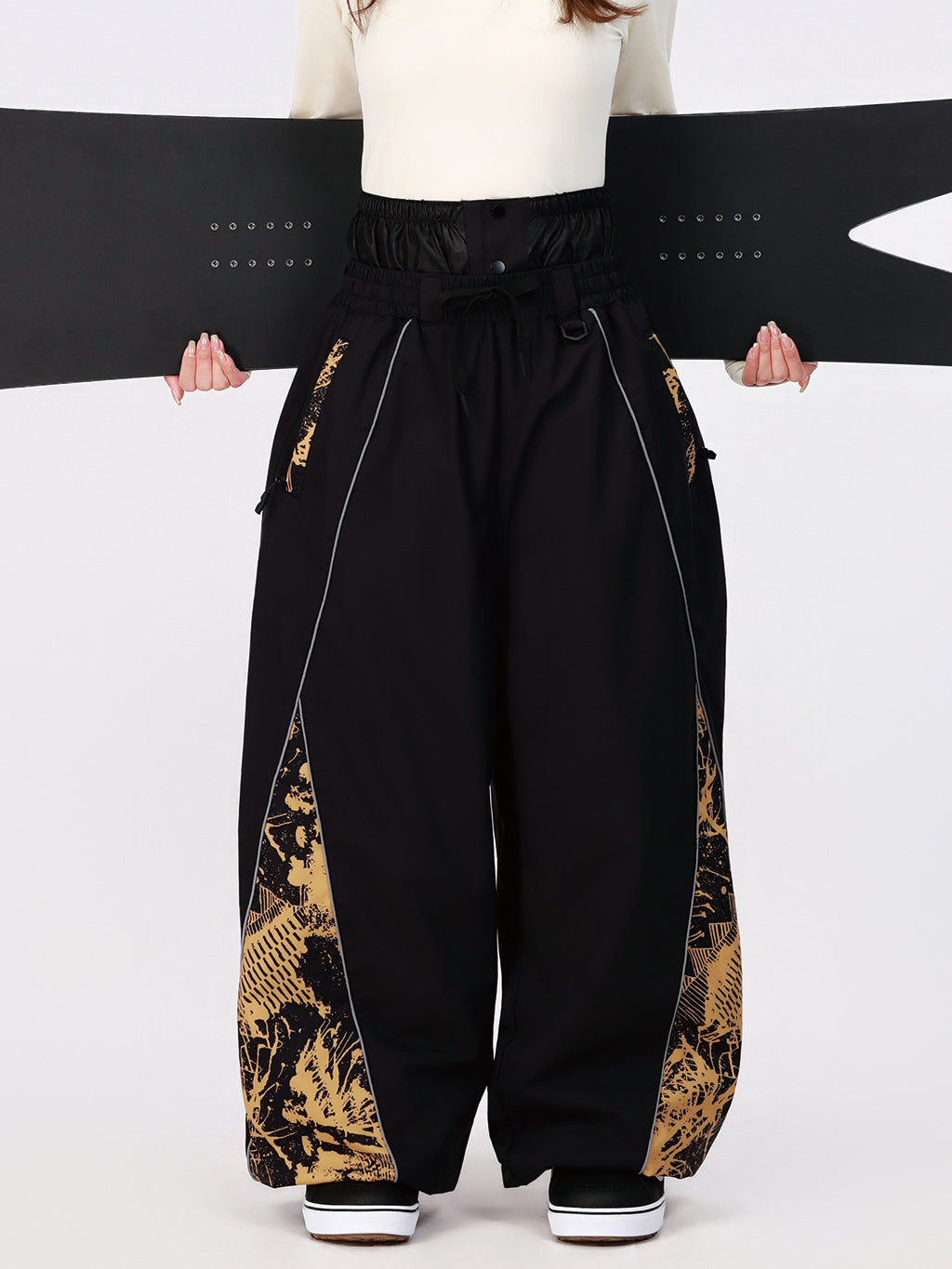 Damen Hyper Flux Color Graffiti Panel Reflective Line Jogger Baggy Snow Pants