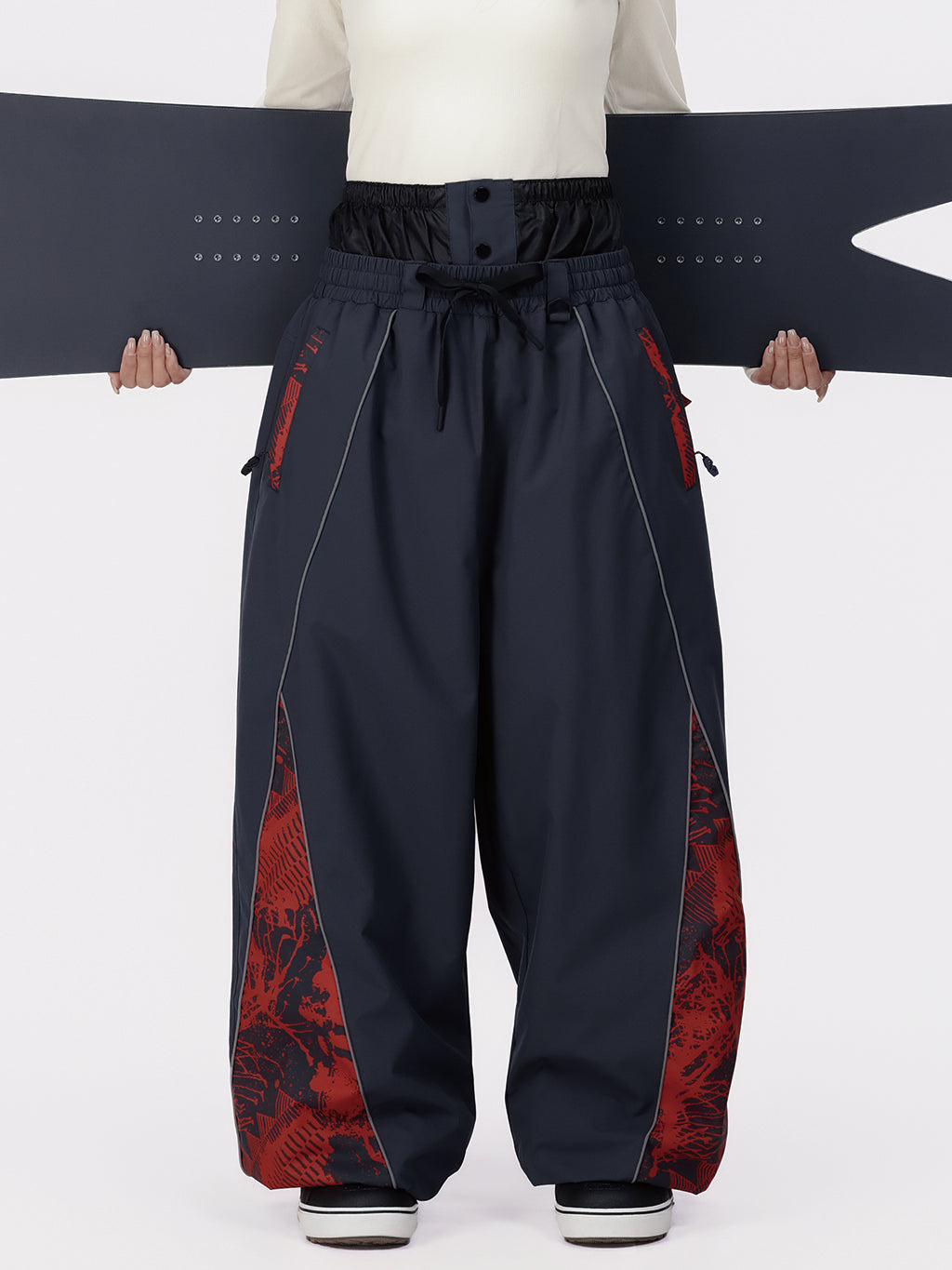 Damen Hyper Flux Color Graffiti Panel Reflective Line Jogger Baggy Snow Pants