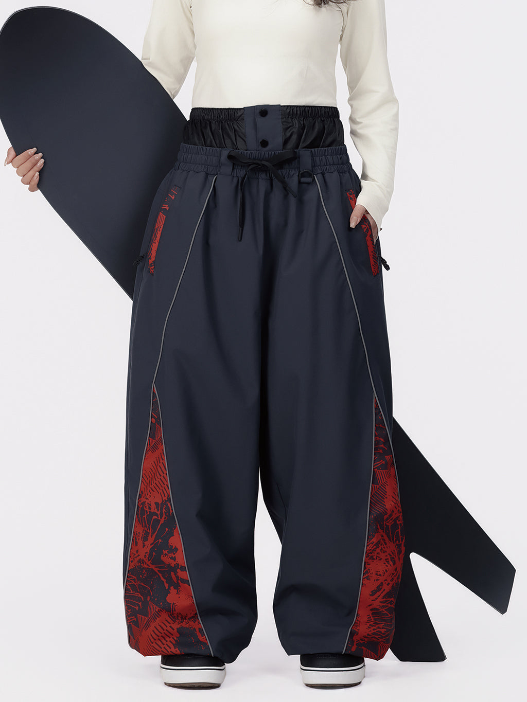 Damen Hyper Flux Color Graffiti Panel Reflective Line Jogger Baggy Snow Pants
