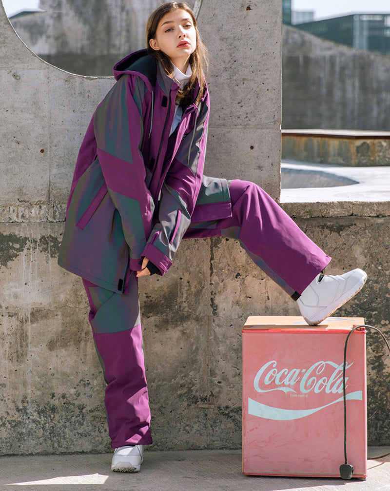 Doorek Neon Glimmer Funktions-Schneeanzug für Damen, Jacke & Hose