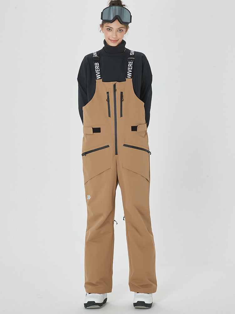 Damen Mountain Freerider Swag Cargo Snowboard Bib Overalls Baggy Snow Pants