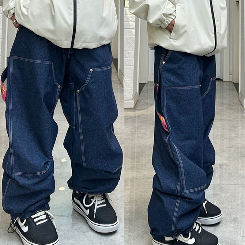 John Snow ChillTrack Oversize Baggy Snowboardhose für Damen, Cargo-Jeans aus Denim