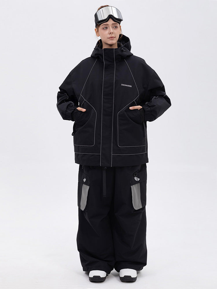 NightRide Chill Damen-Schneeanzug mit Reflektoren – Set aus Bergjacke und Baggy-Cargohose