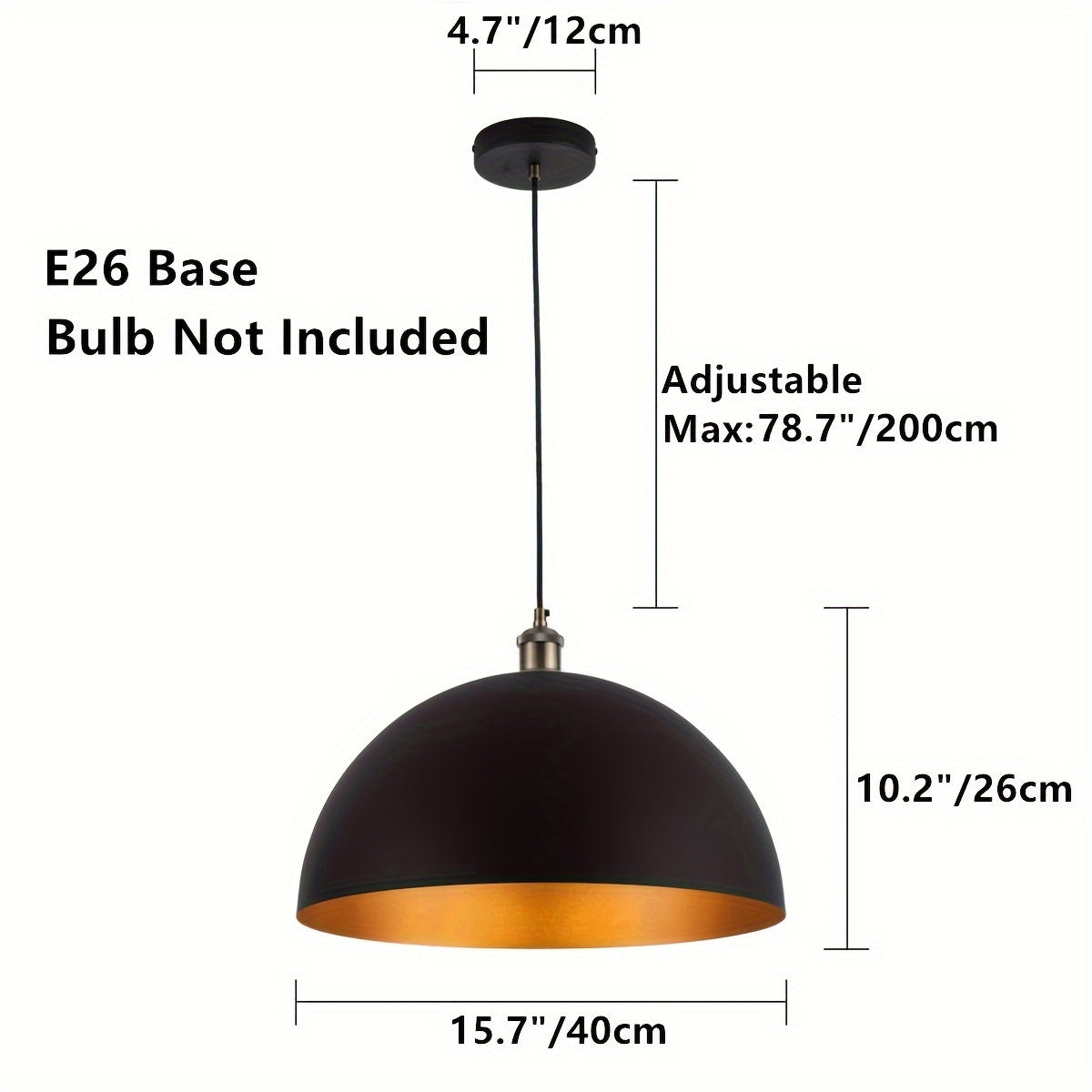 Luvano Pendelleuchte Dome Industrial schwarz gold
