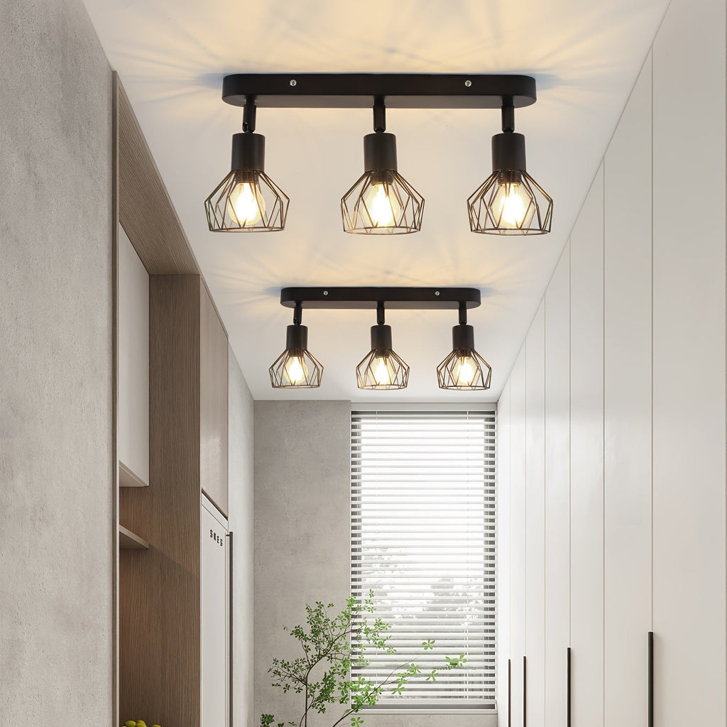 Luvano Deckenstrahler 3 flammig Industrial schwarz