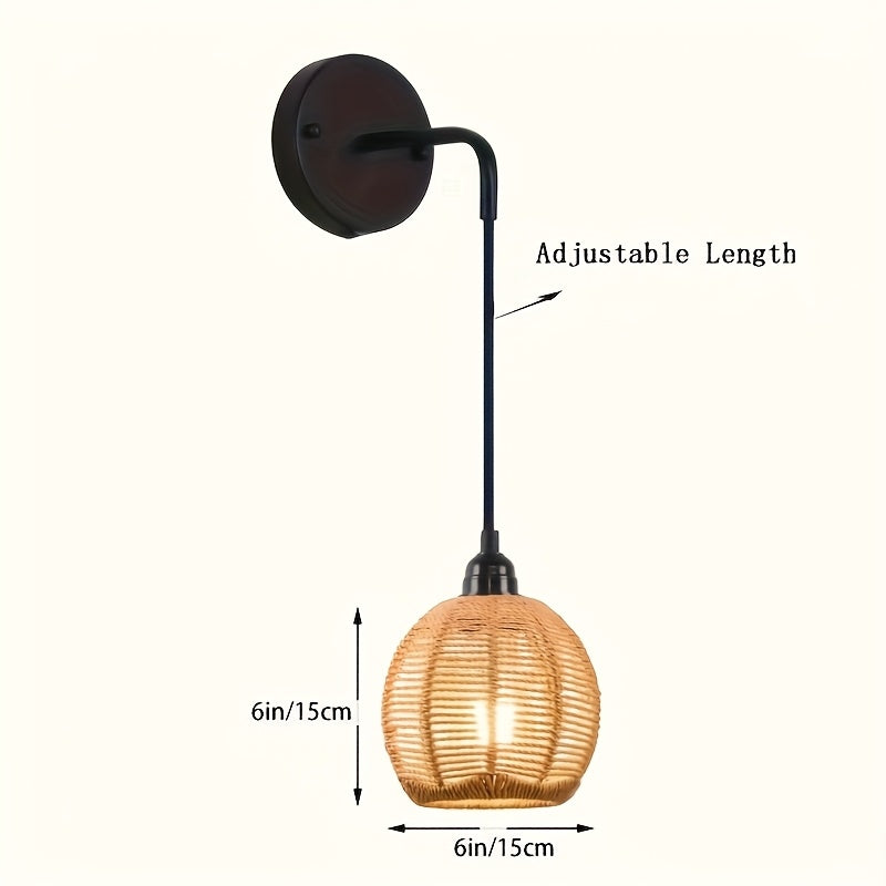 Luvano Wandleuchte Rattan Boho handgeflochten