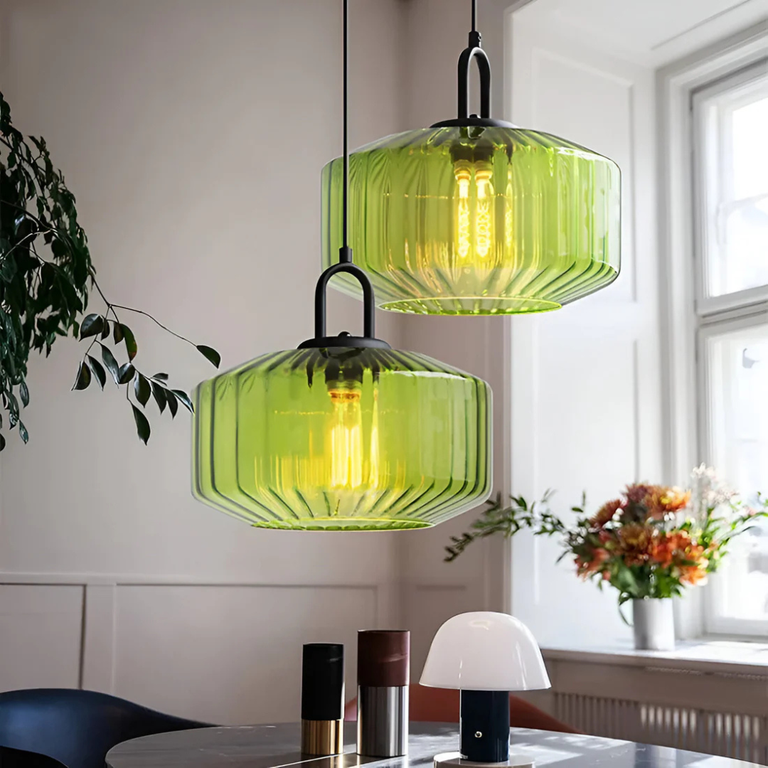 Luvano Mireta Pendelleuchte Buntglas Retro