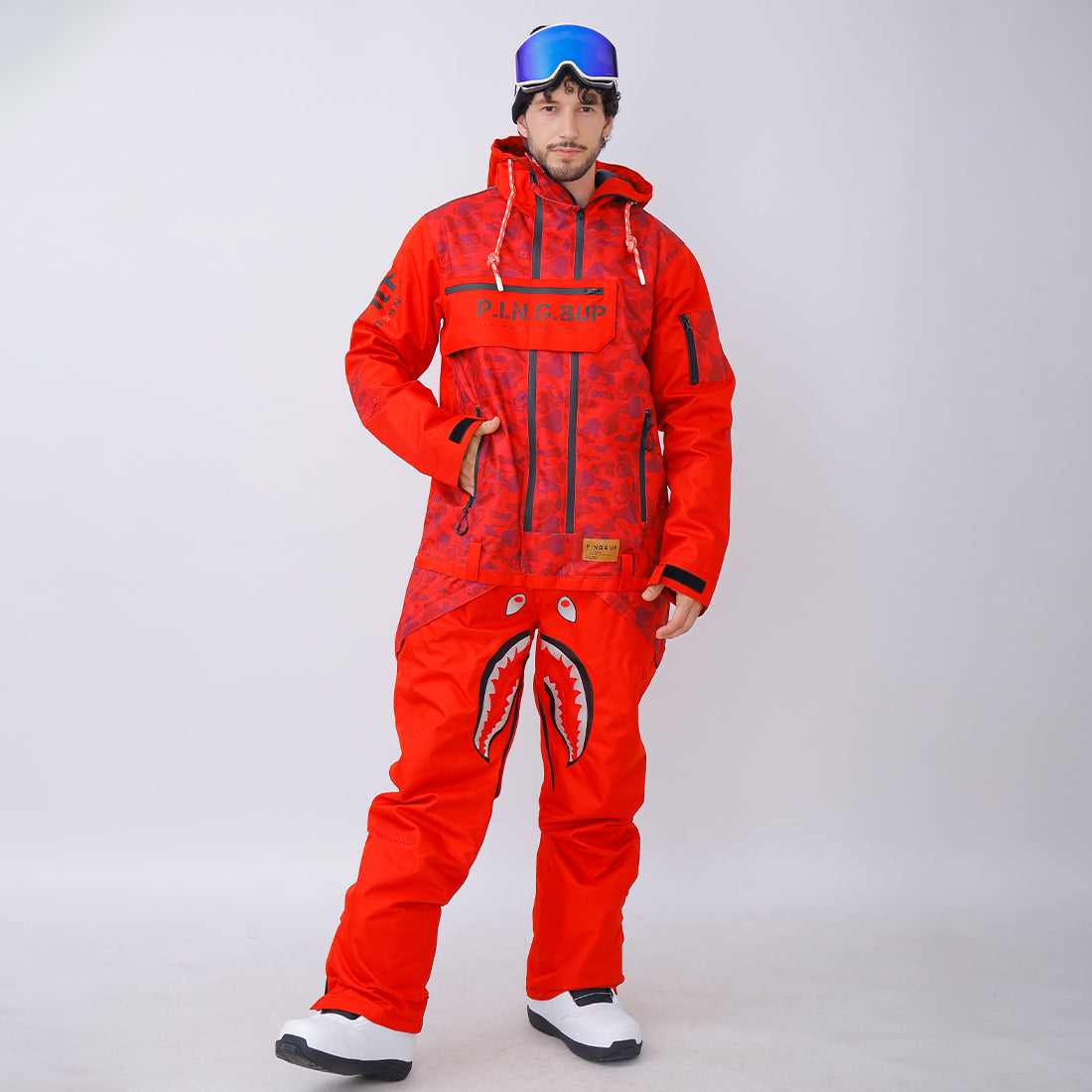 Snowverb Herren P-40 Fighter & Shark Kombi-Einteiler-Snowboardanzüge