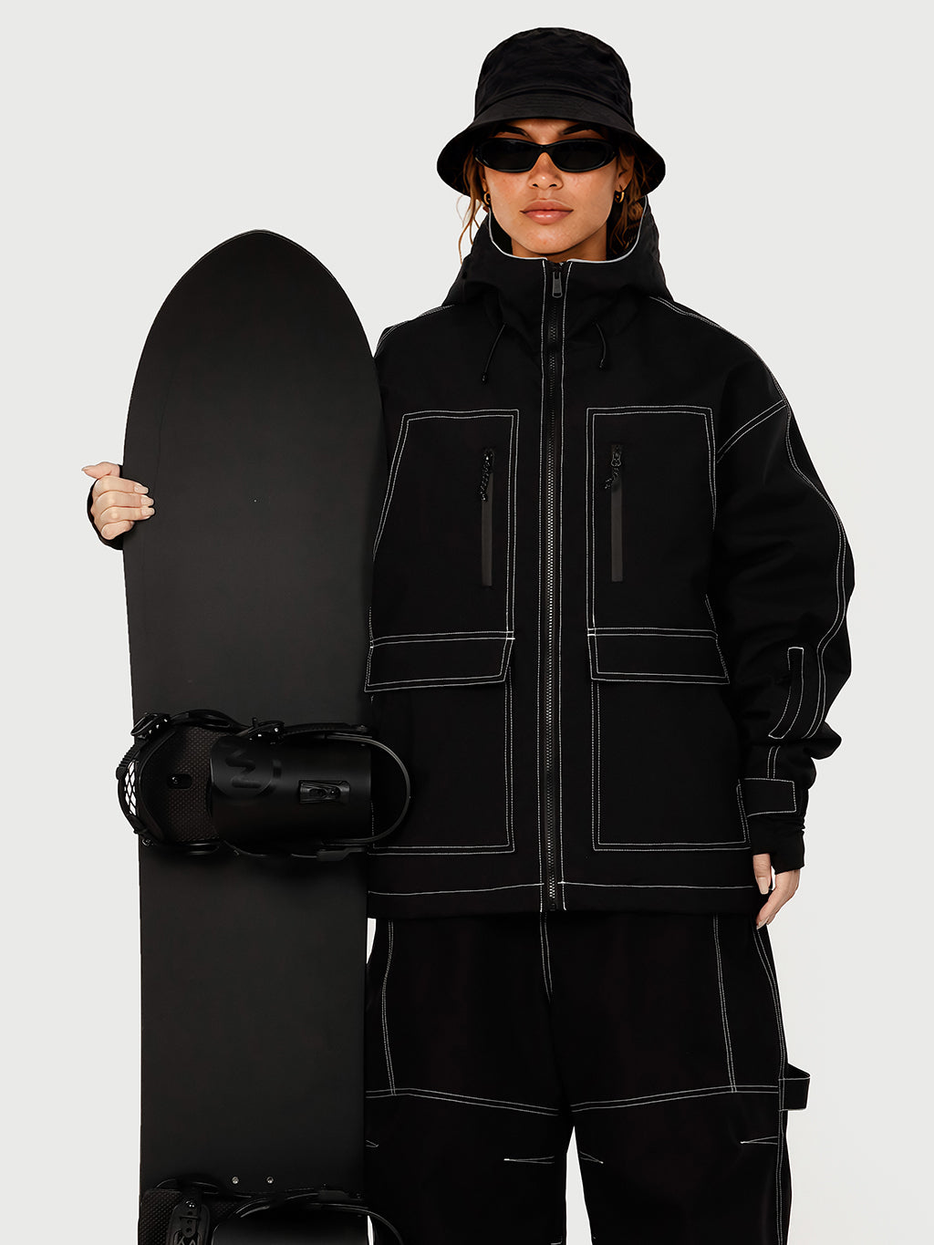 UrbanCraft Street Utility Freestyle Schneejacke für Damen – Reflektierende Kapuze & Arbeitskleidungsdesign