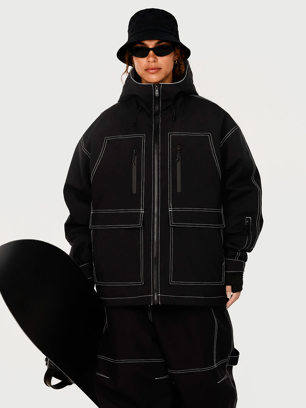 UrbanCraft Street Utility Freestyle Schneejacke für Damen – Reflektierende Kapuze & Arbeitskleidungsdesign