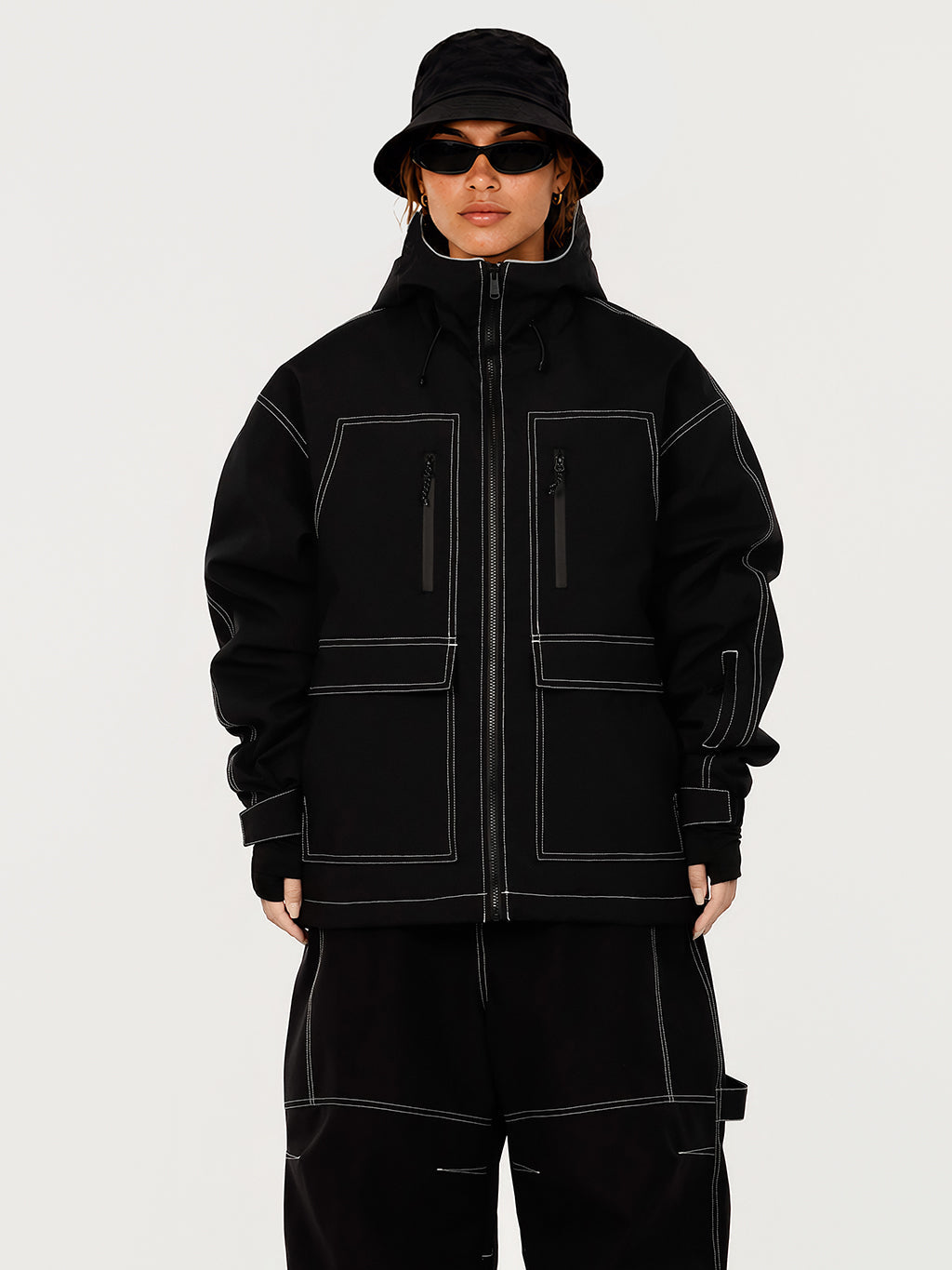 UrbanCraft Street Utility Freestyle Schneejacke für Damen – Reflektierende Kapuze & Arbeitskleidungsdesign
