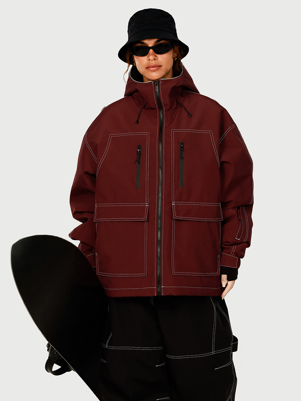 UrbanCraft Street Utility Freestyle Schneejacke für Damen – Reflektierende Kapuze & Arbeitskleidungsdesign