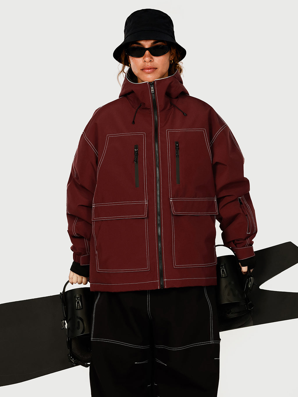 UrbanCraft Street Utility Freestyle Schneejacke für Damen – Reflektierende Kapuze & Arbeitskleidungsdesign