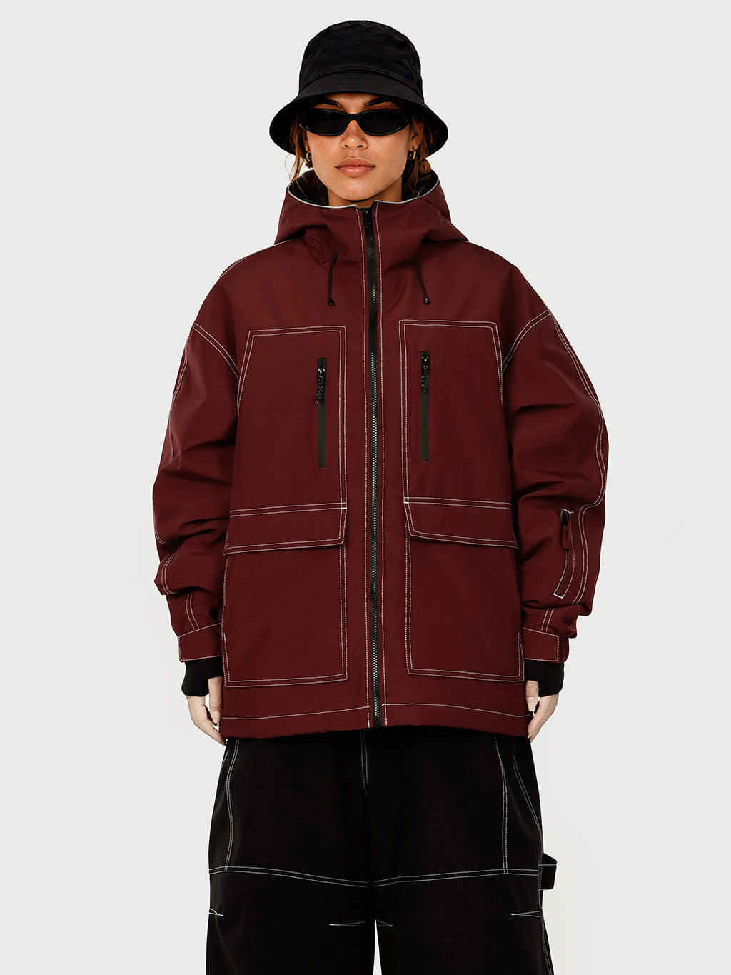 UrbanCraft Street Utility Freestyle Schneejacke für Damen – Reflektierende Kapuze & Arbeitskleidungsdesign