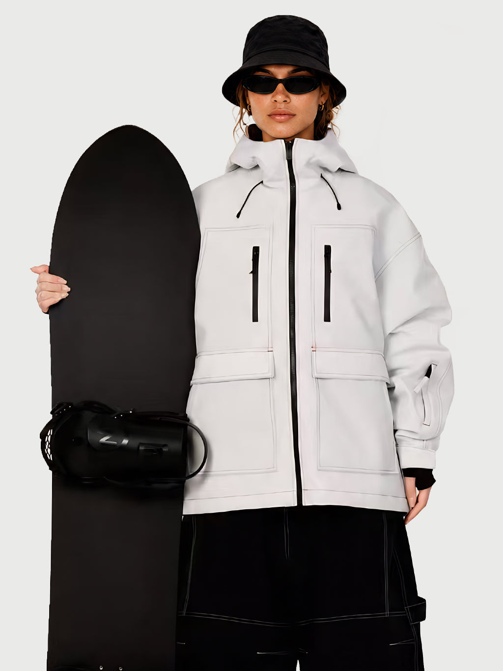 UrbanCraft Street Utility Freestyle Schneejacke für Damen – Reflektierende Kapuze & Arbeitskleidungsdesign