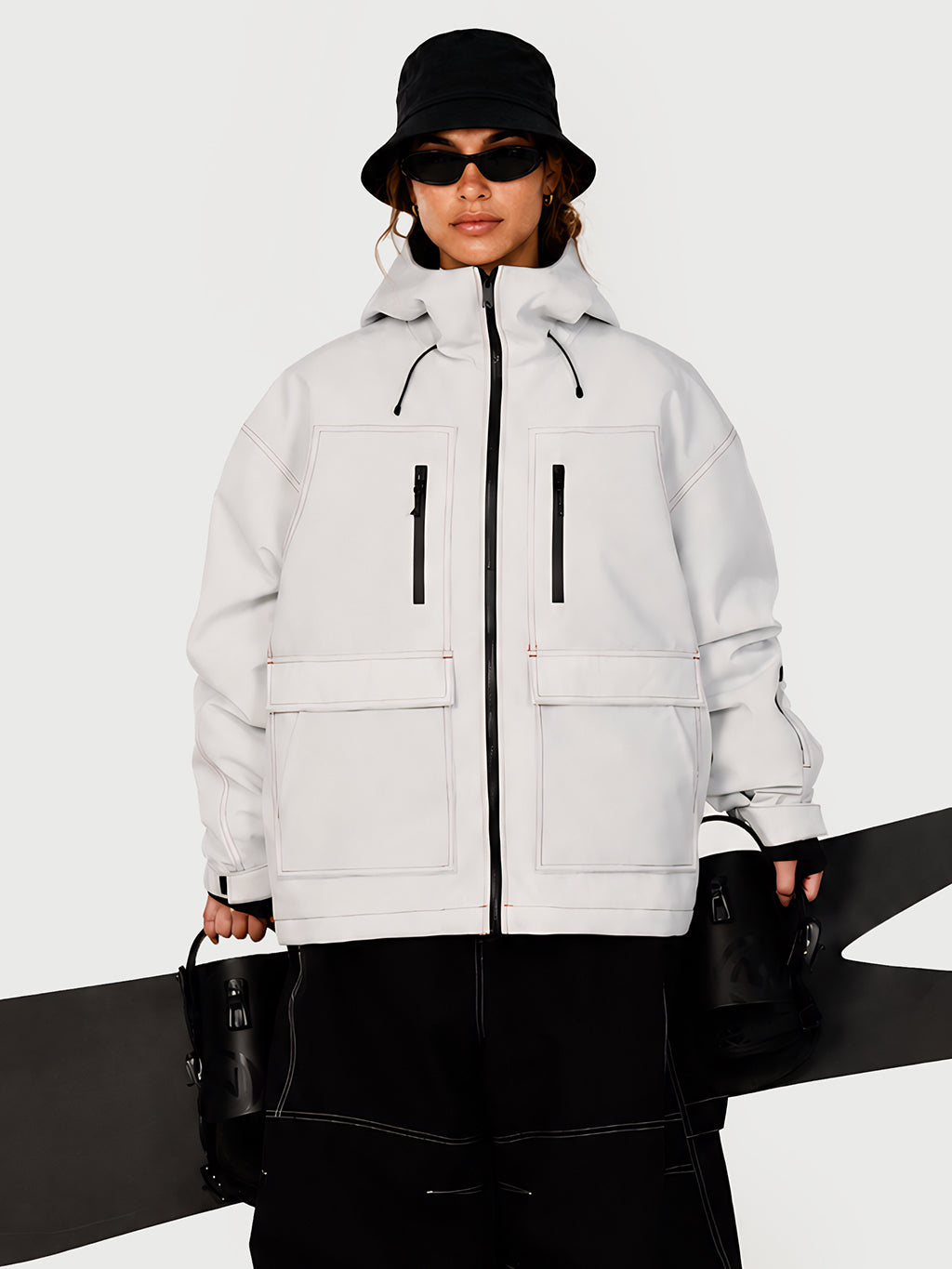 UrbanCraft Street Utility Freestyle Schneejacke für Damen – Reflektierende Kapuze & Arbeitskleidungsdesign