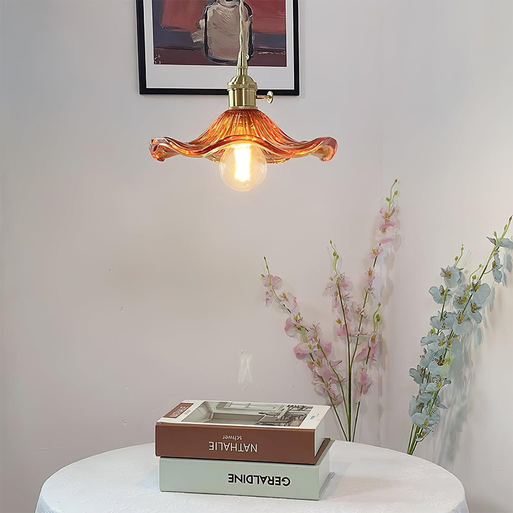 Luvano LED Pendelleuchte Blume Glas elegant