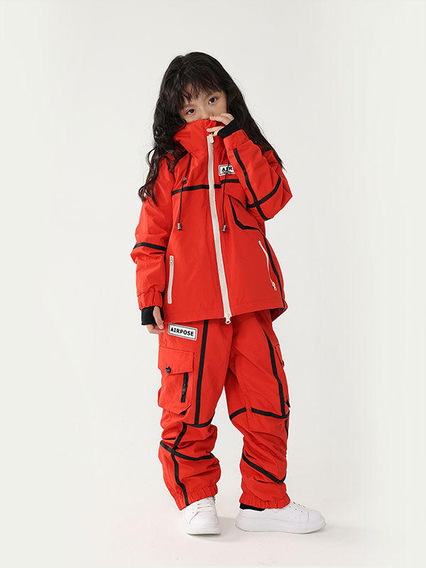 Kinder Air Pose Mountain Breaker Cargo-Schneeanzug mit Streifen – Skijacke und Hose