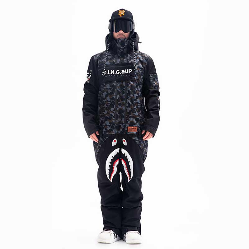 Snowverb Herren P-40 Fighter & Shark Kombi-Einteiler-Snowboardanzüge