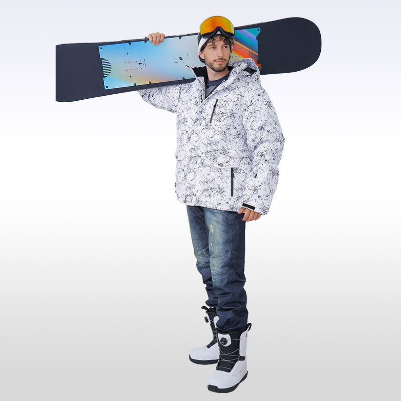 Wasserdichte Skijacke mit Kapuze und Schneeeulenmotiv für Herren und Unisex