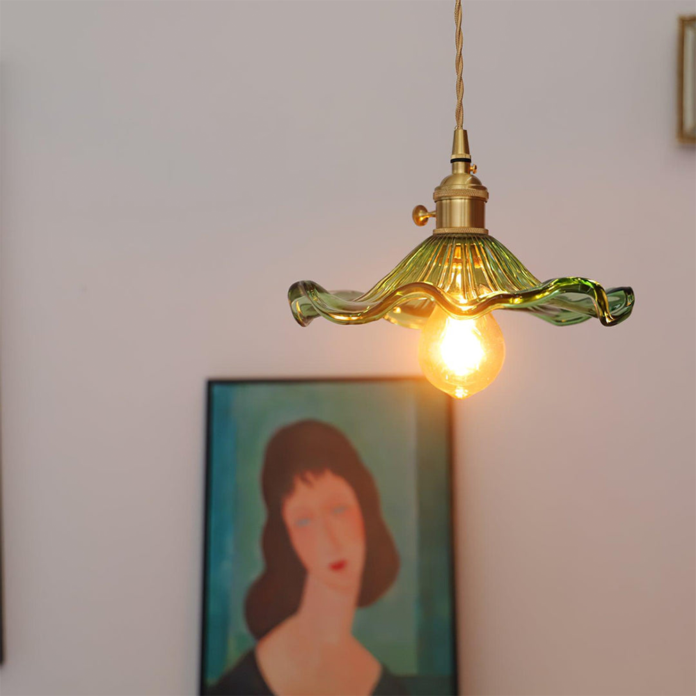 Luvano LED Pendelleuchte Blume Glas elegant