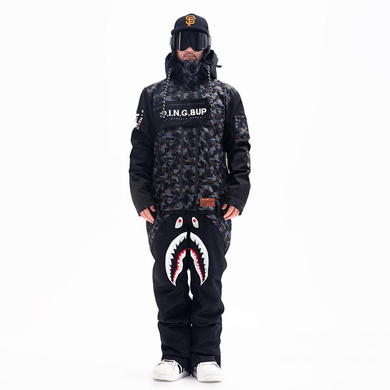 P-40 Fighter & Shark Kombi-Einteiler-Snowboardanzüge für Herren