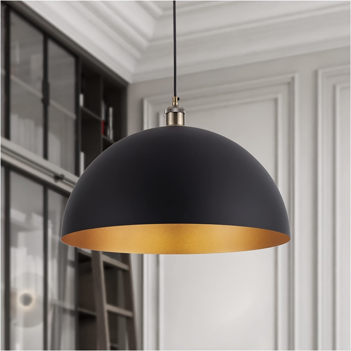 Luvano Pendelleuchte Dome Industrial schwarz gold