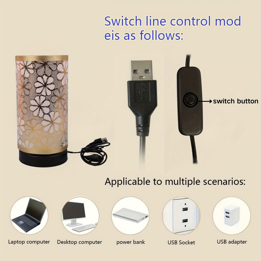 Luvano Tischleuchte Blumen USB warmweiß