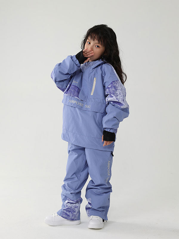 Kinder Air Pose Cargo-Schneeanzug mit Blumenmuster – wasserdichte Ski- und Snowboardjacke mit passender Hose